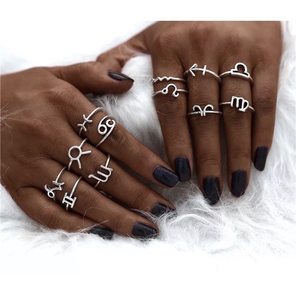 TWELVETHIRTYFOUR Jewelry - NEW Silver Zodiac Metal Knuckle Rings
